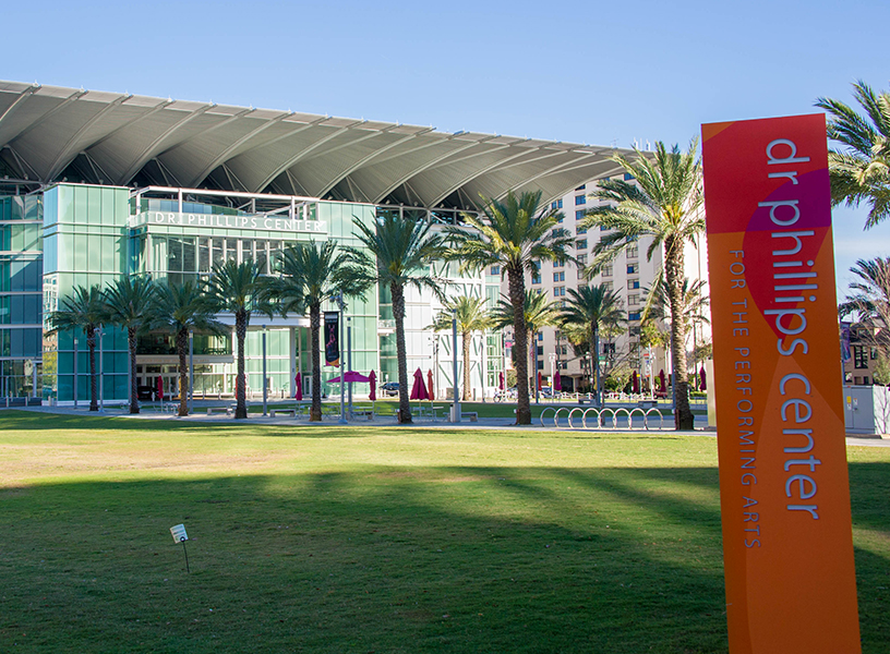 Dr. Phillips Center and front lawn in Downtown Orlando