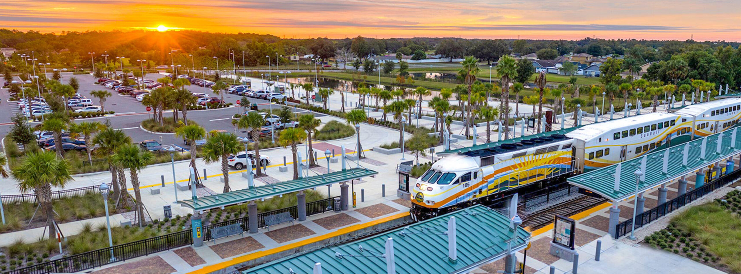 Masthead image - Aerial image of Meadow Woods Station and SunRail Train