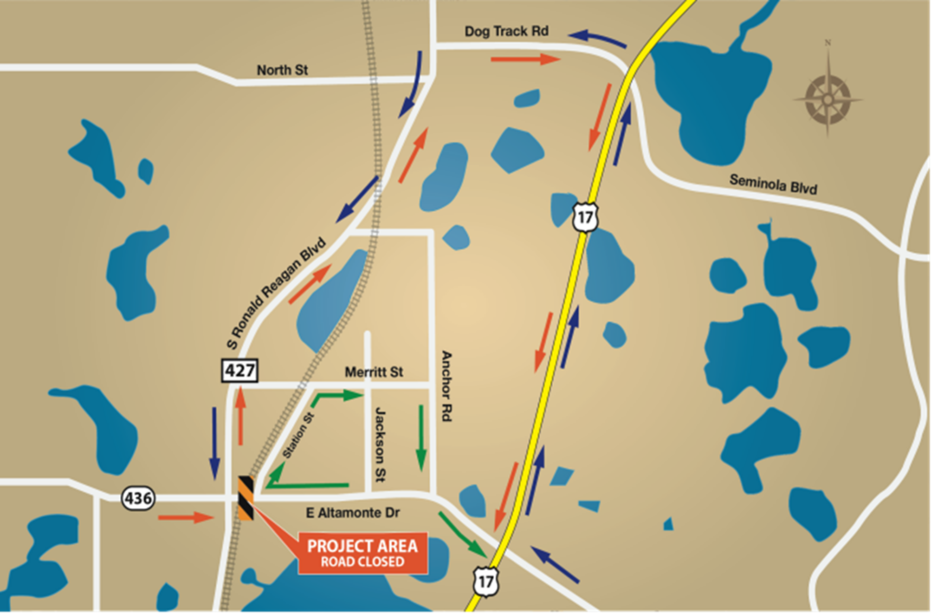 SunRail Railroad Crossing Work And Road Closure On S.R. 436 Altamonte Springs