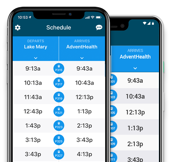 SunRail Train Schedule on iPhone and Google Pixel.