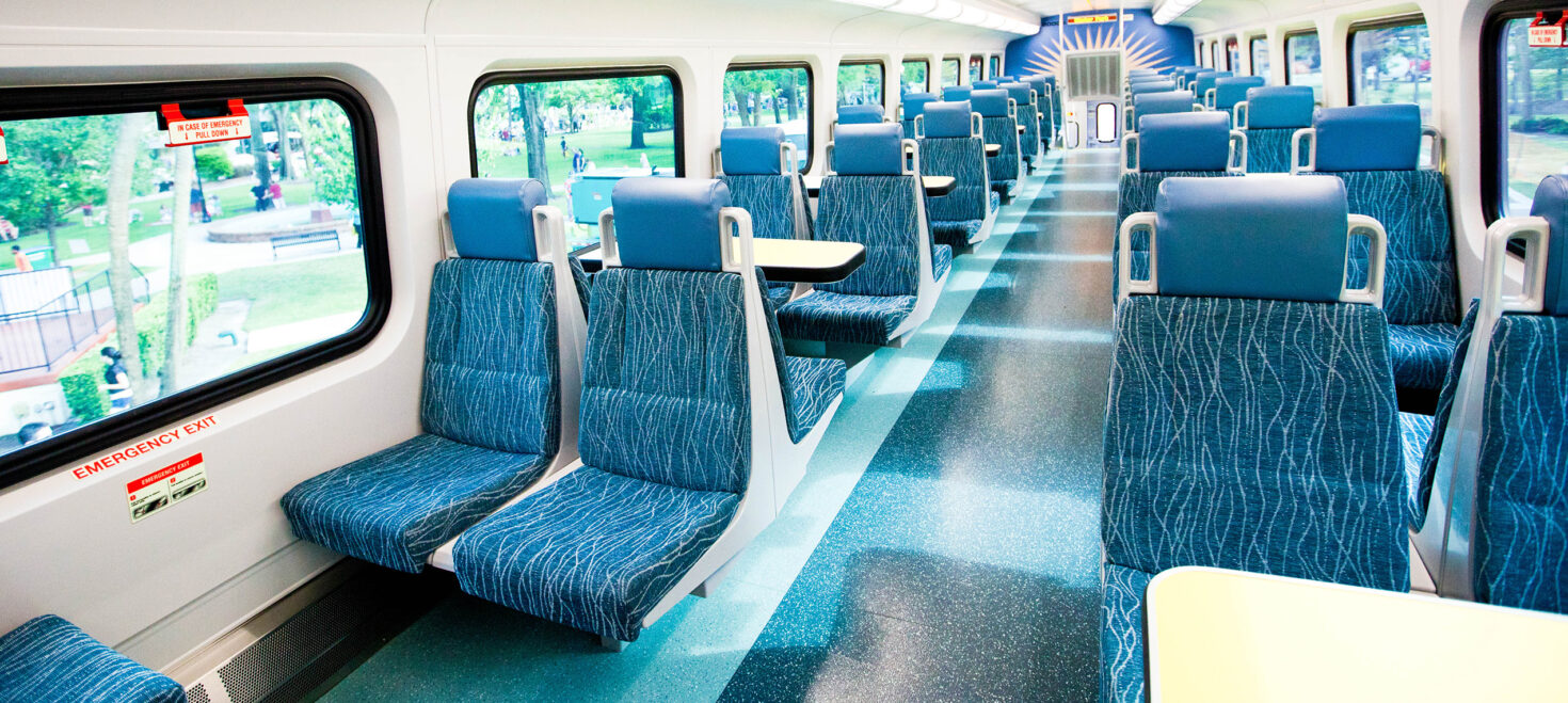 Empty SunRail train interior.