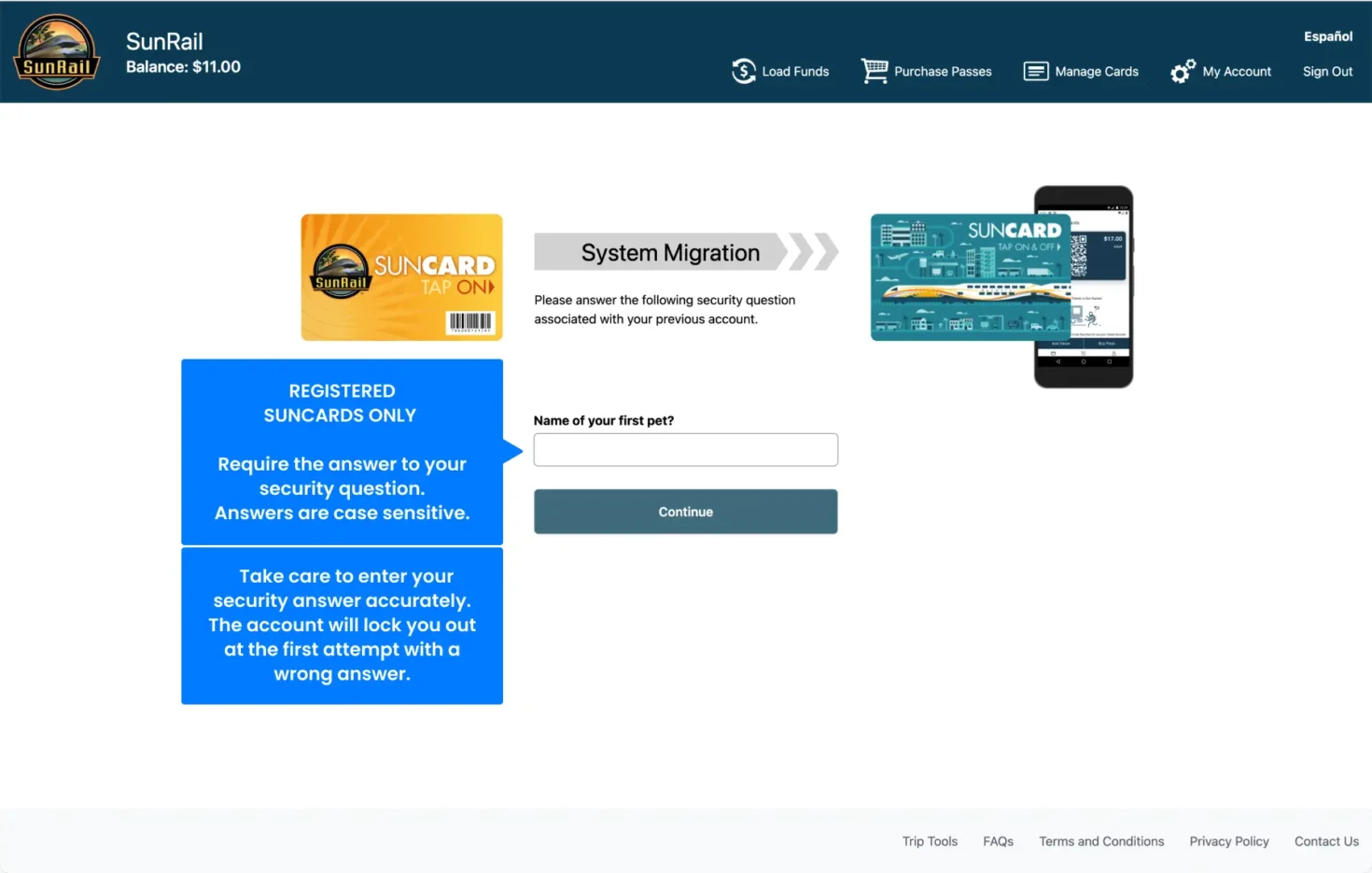 Security question/answer screenshot