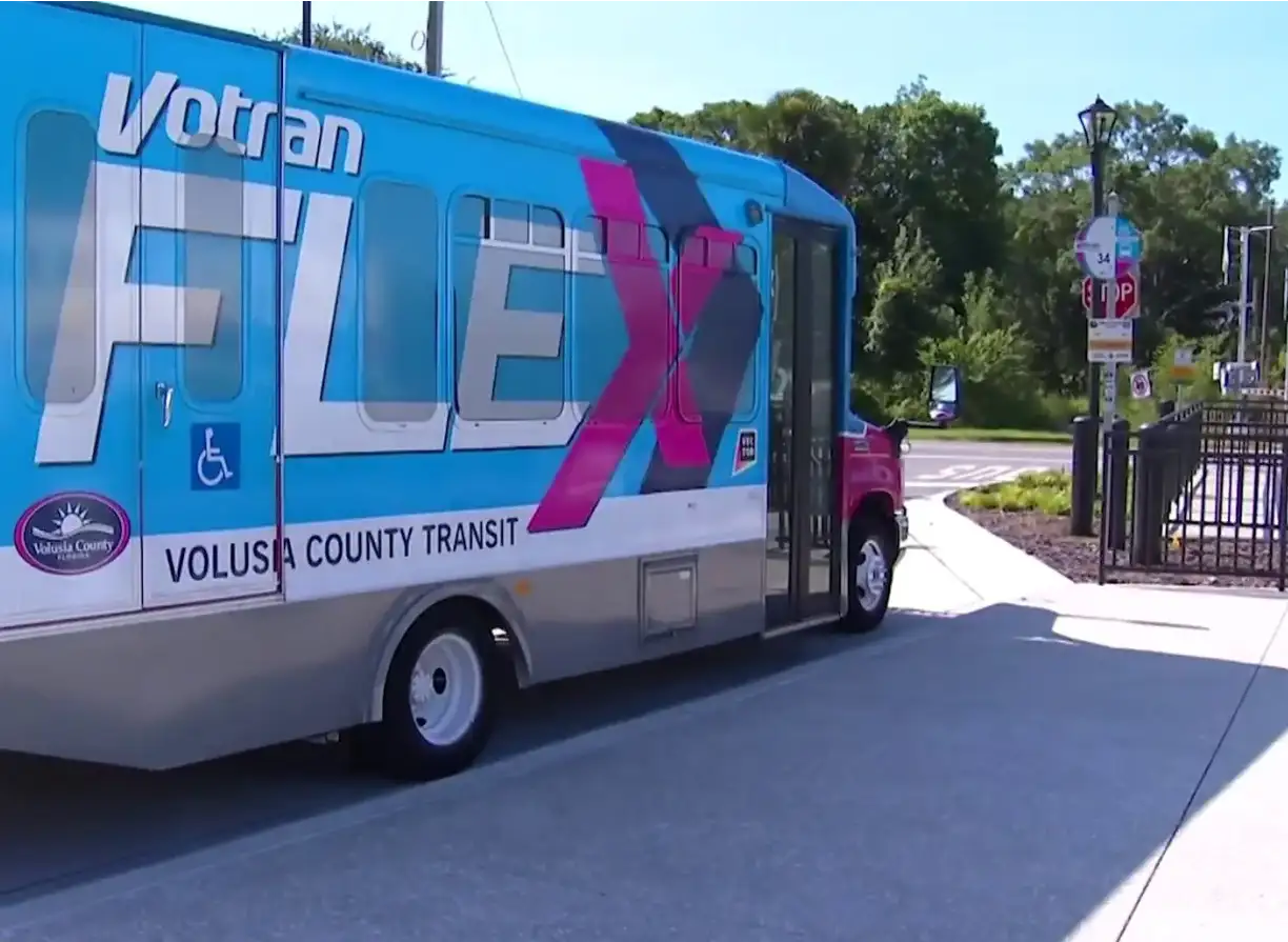 Image of Votran Circulator at the DeLand/Amtrak SunRail Station.