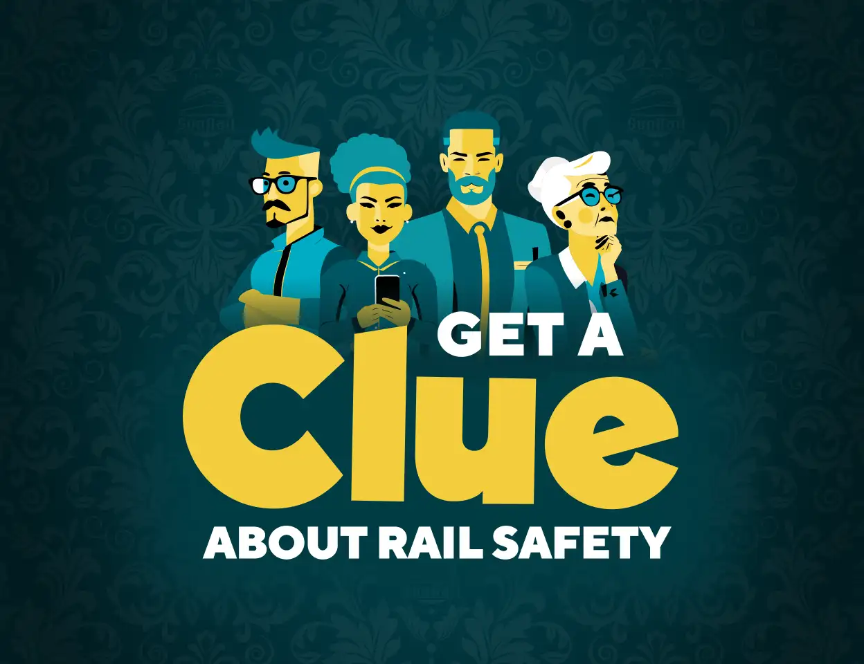 Tren SunRail cruzando Fairbanks en Winter Park. Get a Clue About Rail Safety