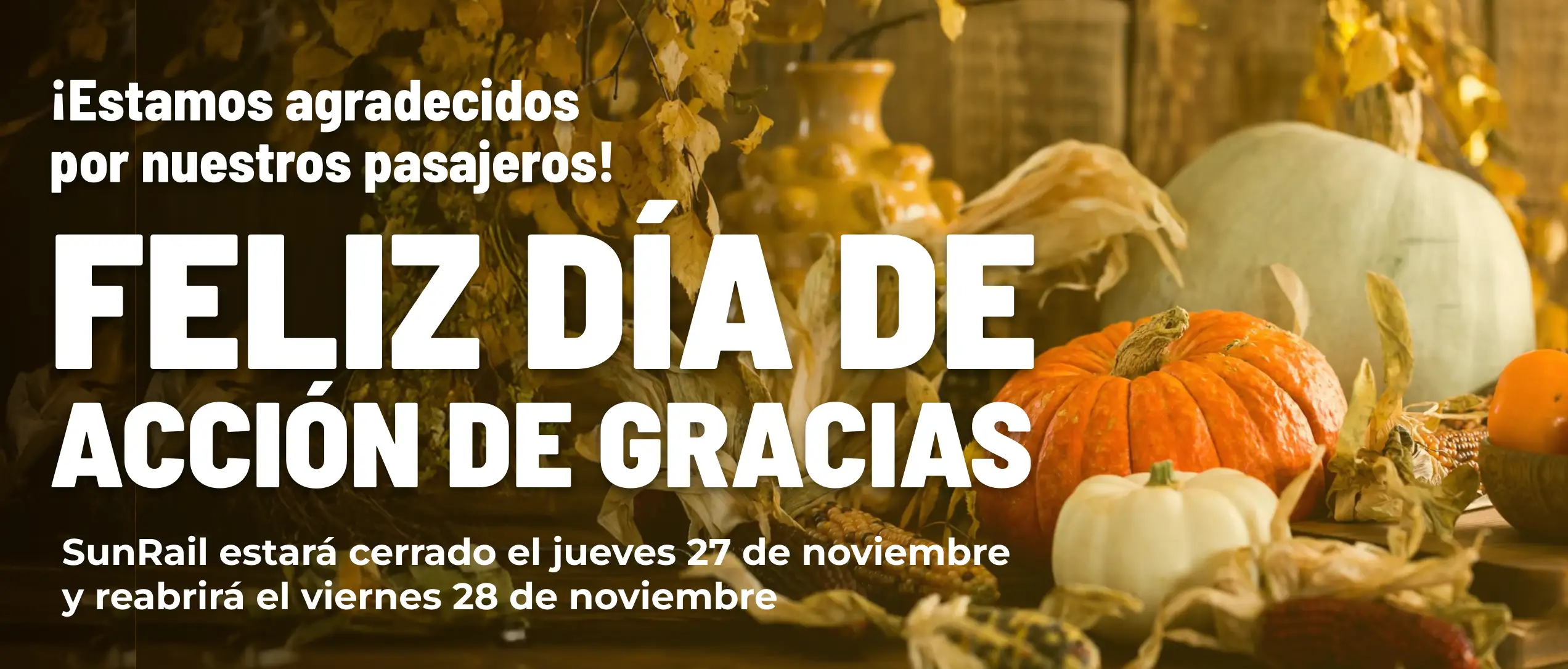 We are thankful for our riders! Happy Thanksgiving. SunRail will be Closed Thursday, Nov. 27 & will Reopen Friday, Nov. 28