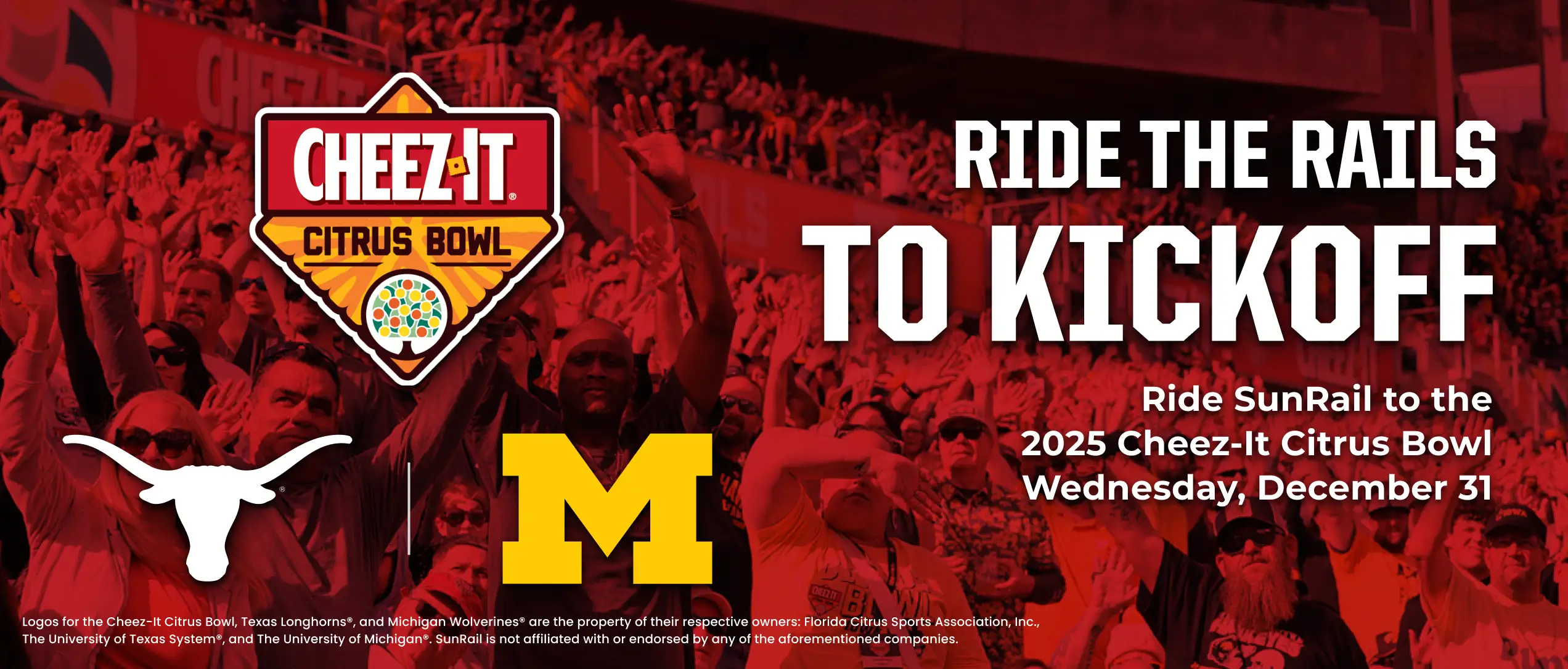 Ride the Rails to Kickoff. Ride SunRail to the 2025 Cheez-It Citrus Bowl, Wednesday, December 31.