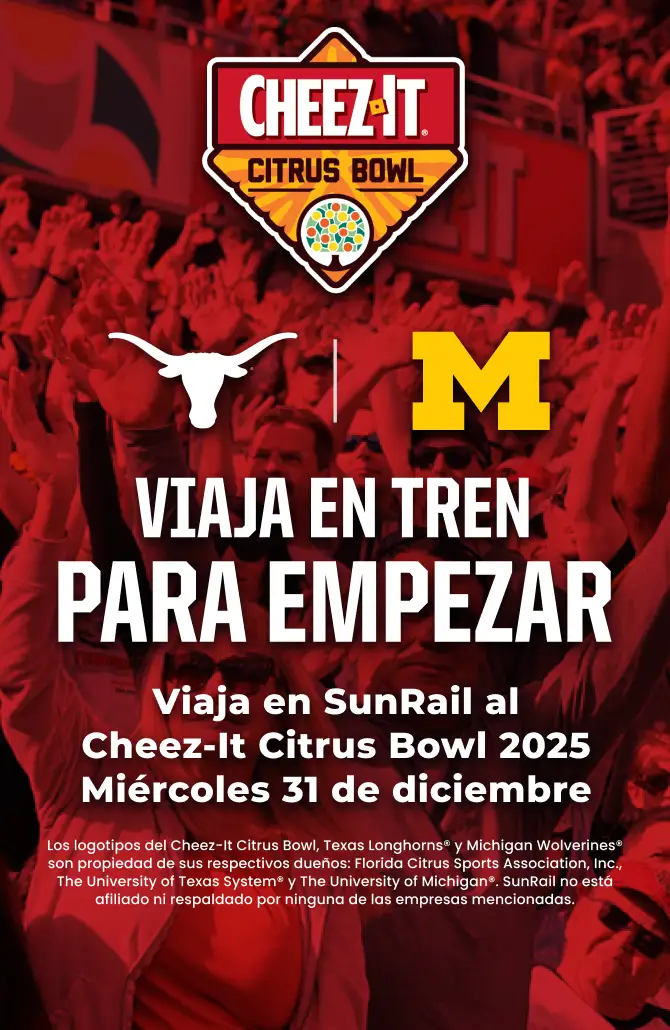 Ride the Rails to Kickoff. Ride SunRail to the 2025 Cheez-It Citrus Bowl, Wednesday, December 31.