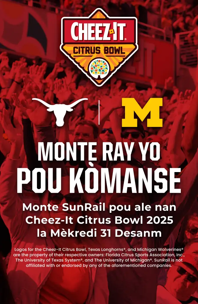 Ride the Rails to Kickoff. Ride SunRail to the 2025 Cheez-It Citrus Bowl, Wednesday, December 31.