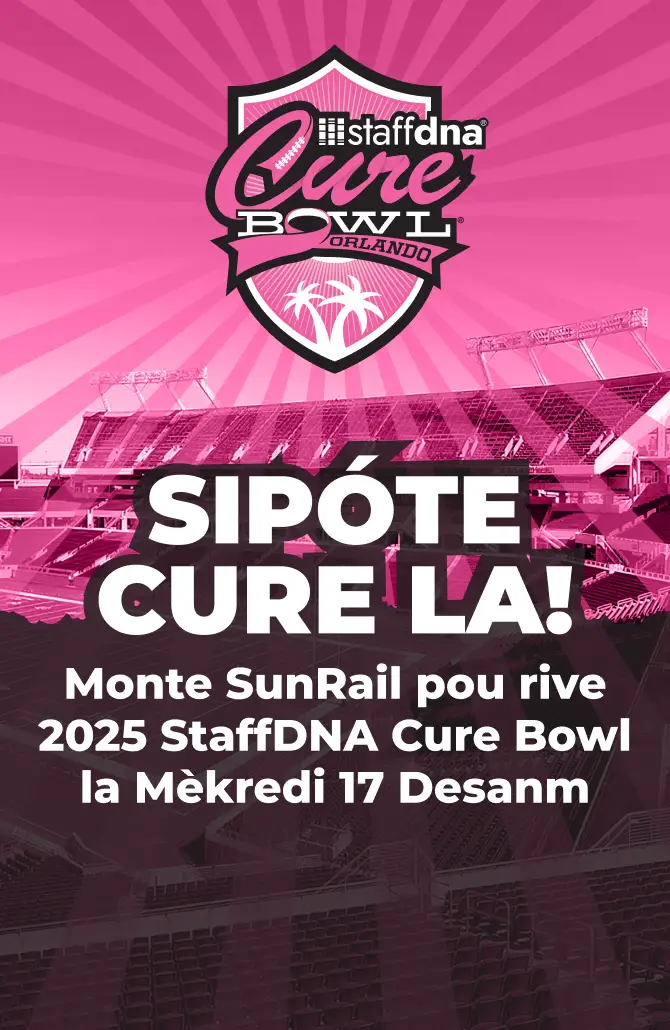 Support The Cure! Ride SunRail to the 2025 StaffDNA Cure Bowl, Wwednesday, December 17.