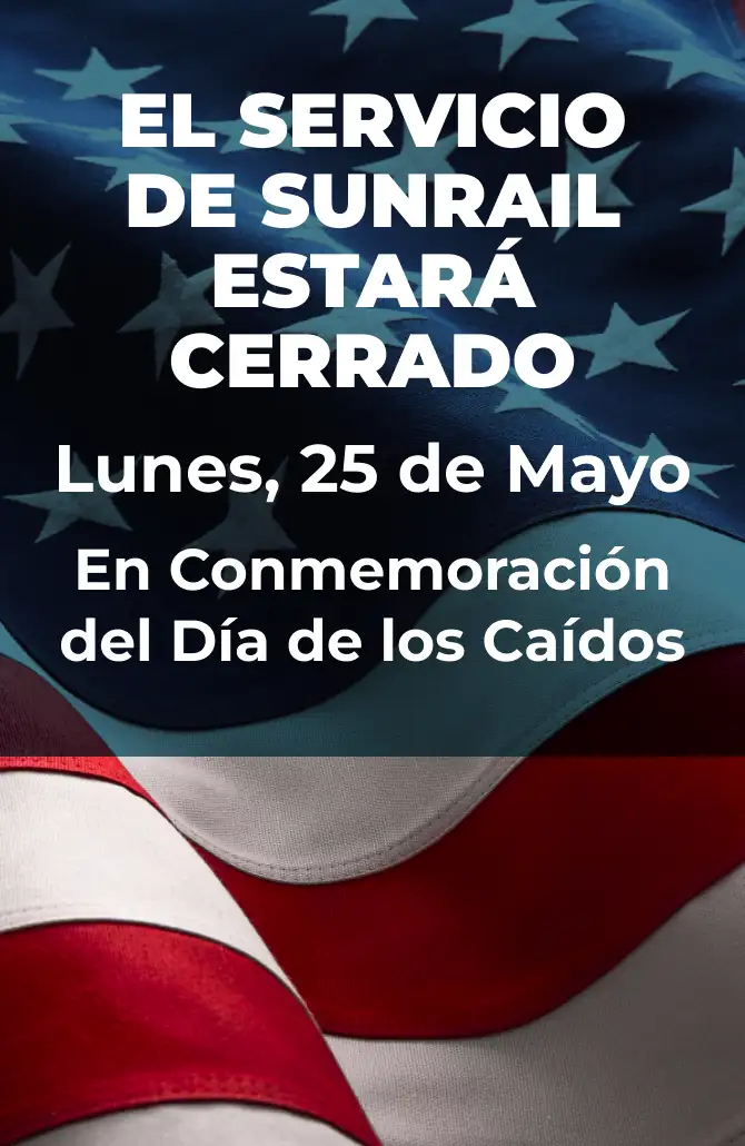 SunRail service will be closed Monday, May 25, in observance of Memorial Day.