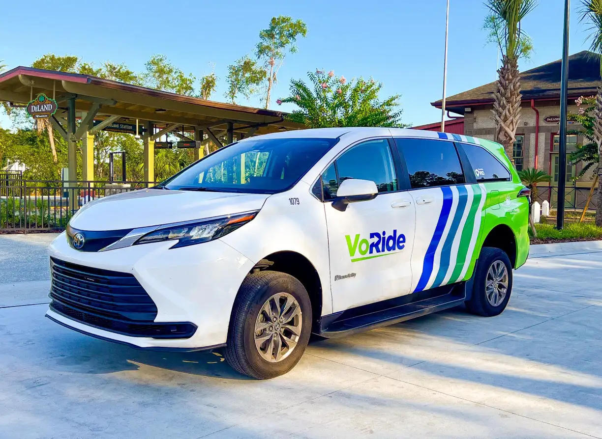 VoRide on demand vehicle at the DeLand/Amtrak Station