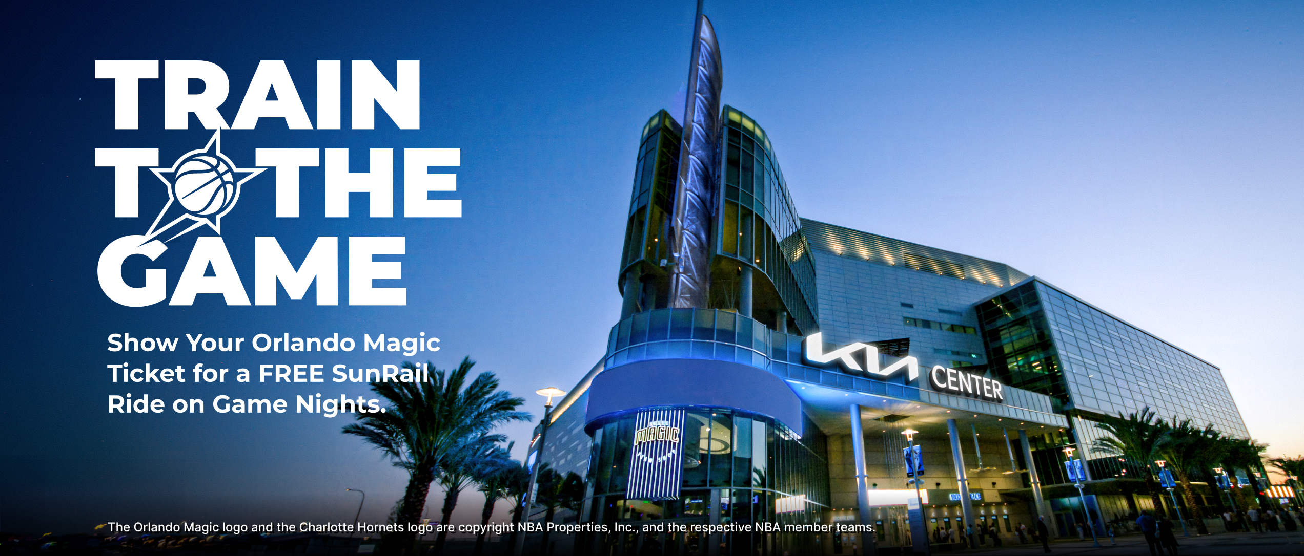 Train to the Game - Show your Orlando Magic Ticket for a FREE SunRail Ride on Game Nights.