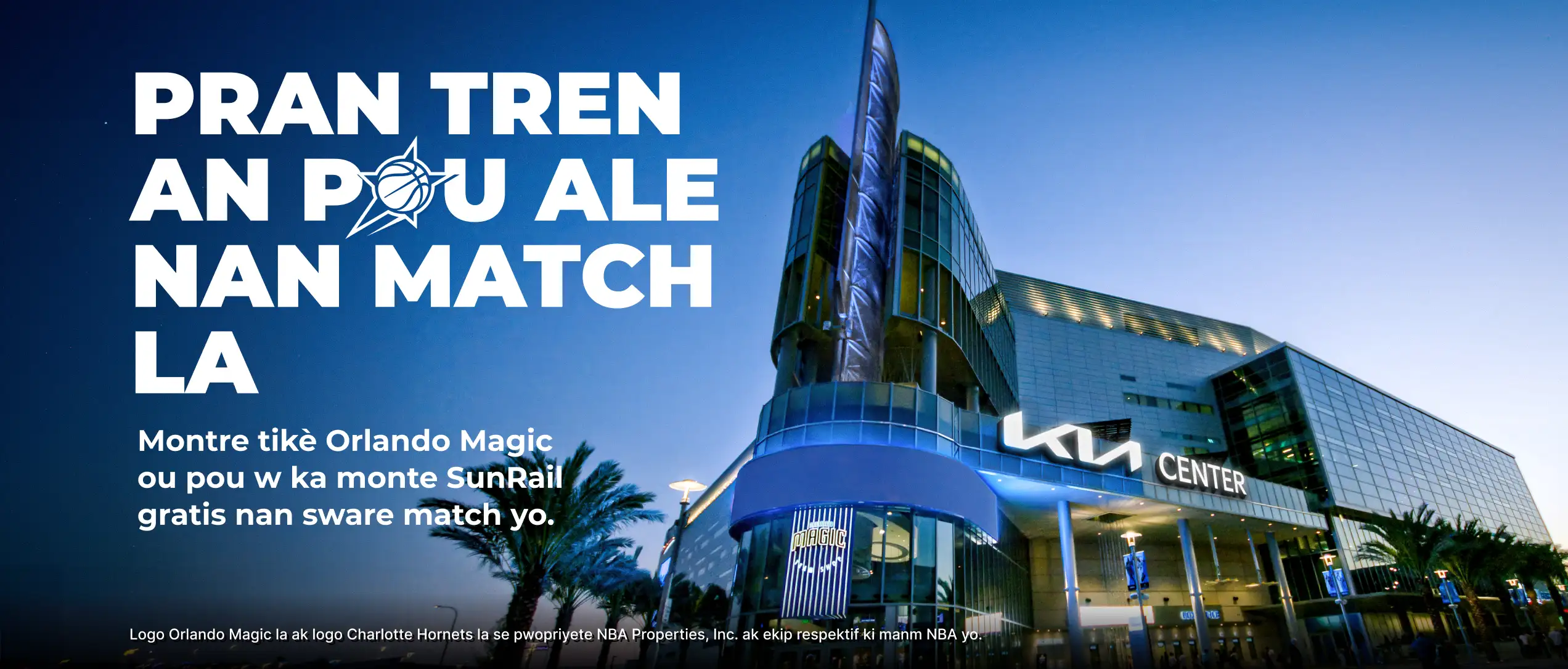Train to the Game - Show your Orlando Magic Ticket for a FREE SunRail Ride on Game Nights.