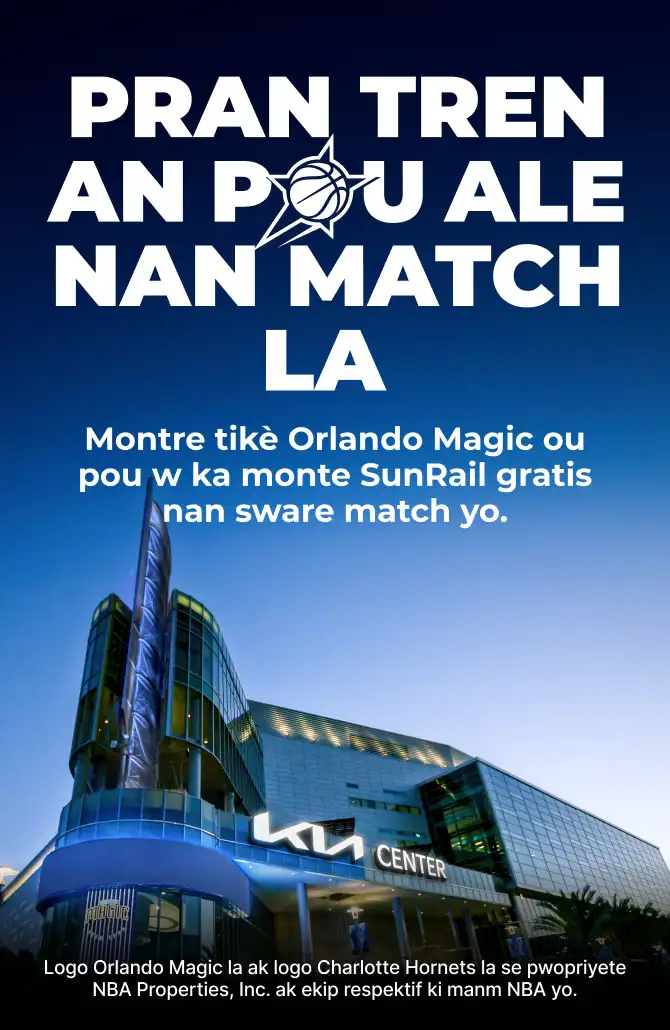 Train to the Game - Show your Orlando Magic Ticket for a FREE SunRail Ride on Game Nights.